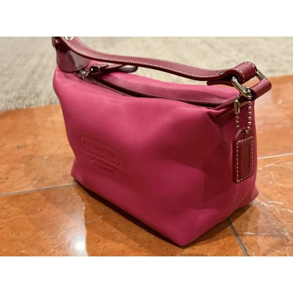 COACH 1941 DEMI LEATHERWARE FUCHSIA PINK RED LEATHER BAGUETTE CHARM TAG NEW NWOT